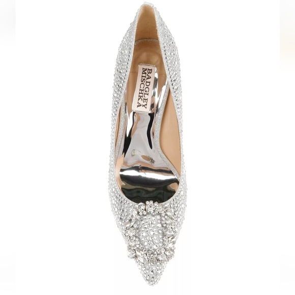 Badgley Mischka Cher II Silver Rhinestone Pump - 9.5 - Picture 5 of 14